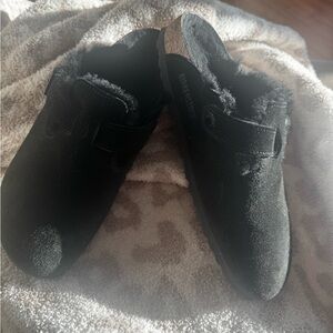 Birkenstock Black Shearling Lined Mules